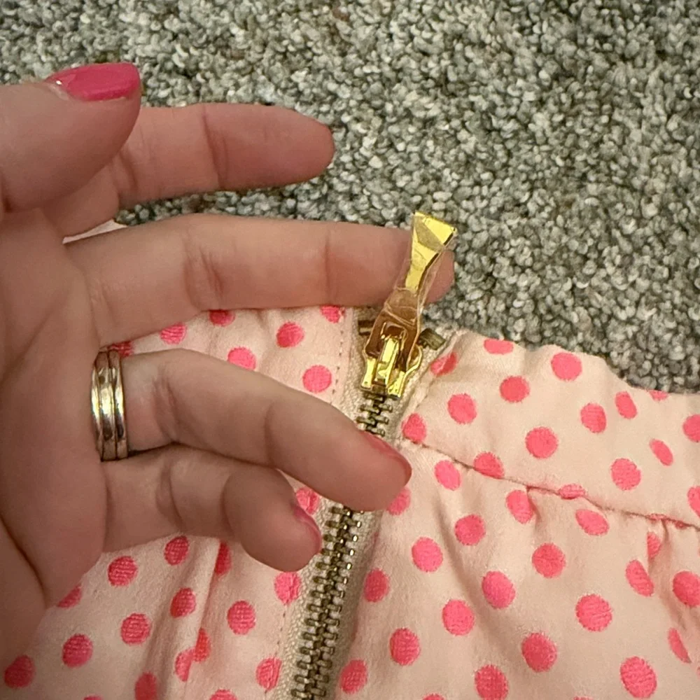 Kate Spade Toddler Hot Pink Polka Dot Skirt with Gold Bow Zipper 18 Months
